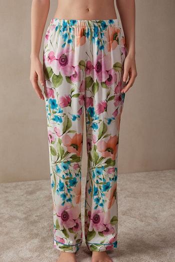 Intimssimi Botanical Lyrics Full Length Satin Pants Print | MUSFT24536