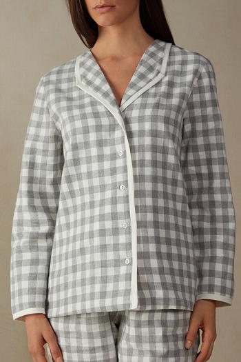 Intimssimi Gingham Lover Shirt in Brushed Cloth Valkoinen | XUSBH29442