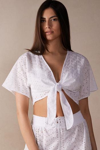 Intimssimi Hello Sunshine Sangallo Pitsi Tie-Front Top Valkoinen | USJZR79069