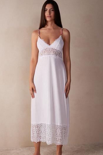 Intimssimi Hot Summer Days Long Nightgown in Supima® Ultrafresh Puuvilla Valkoinen | QUSWA78463