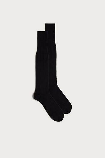 Intimssimi Korkeat Cashmere-Silk-Puuvilla Blend Socks Mustat | UUSND83042