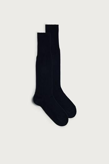 Intimssimi Korkeat Warm Puuvilla Socks Sininen | USQAV70196