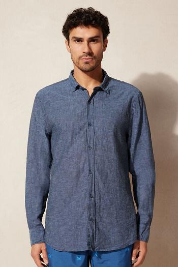 Intimssimi Linen and Puuvilla Shirt Sininen | TUSPQ37085