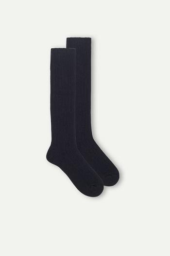 Intimssimi Long Ribbed Socks in Cashmere and Villa Sininen | USXMI29219