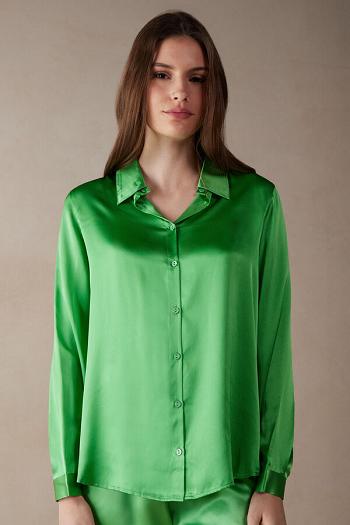 Intimssimi Long Sleeve Silk Shirt Vihreä | USJZR59753