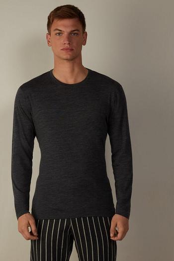 Intimssimi Long-sleeve Crew-Neck Merino-Villa Top Tummanharmaat | QUSUV30557