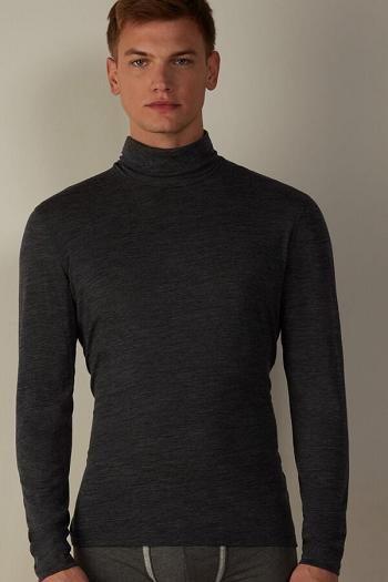 Intimssimi Long-sleeve High-Neck Merino-Villa Top Tummanharmaat | PUSQX27147