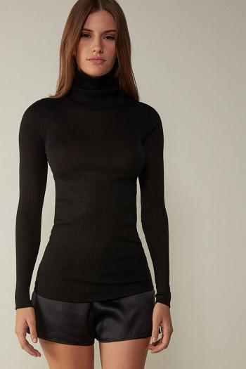 Intimssimi Long-sleeve High-Neck Tubular Top in Villa and Silk Mustat | TUSPQ75422