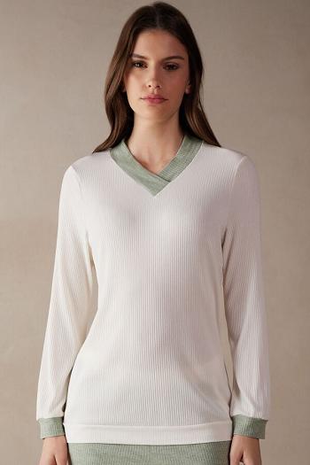 Intimssimi Lost in Fields V-neck Top in Modal Natural | AUSDF31578