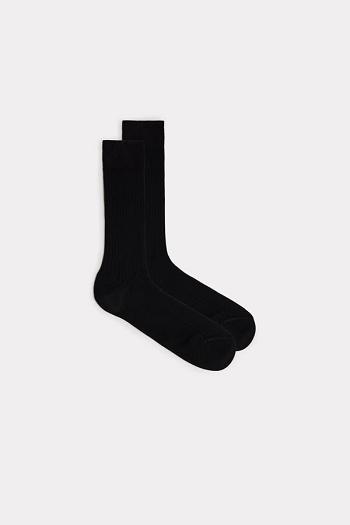 Intimssimi Lyhyt Ribbed Egyptian Puuvilla Socks Mustat | DUSVO40630