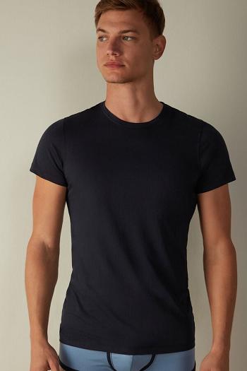 Intimssimi Lyhyt-Sleeve Crew-Neck T-Shirt in Extra-Fine Supima® Puuvilla Sininen | ZUSNQ43601