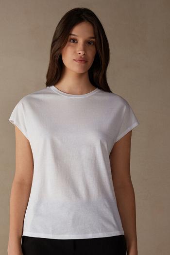 Intimssimi Lyhyt Sleeve Crew Neck Top in Supima® Ultrafresh cotton Valkoinen | USEGJ88891