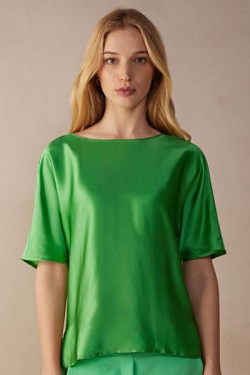 Intimssimi Lyhyt Sleeve Silk and Modal Top Vihreä | USJVR66157