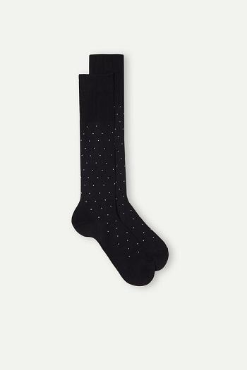 Intimssimi Men’s Long Socks in Patterned Lisle Puuvilla Mustat | MUSFT91994