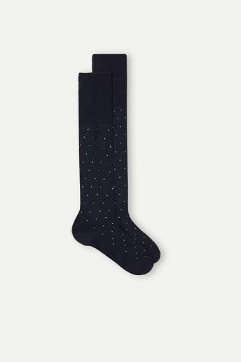 Intimssimi Men’s Long Socks in Patterned Lisle Puuvilla Sininen | USJZR93467