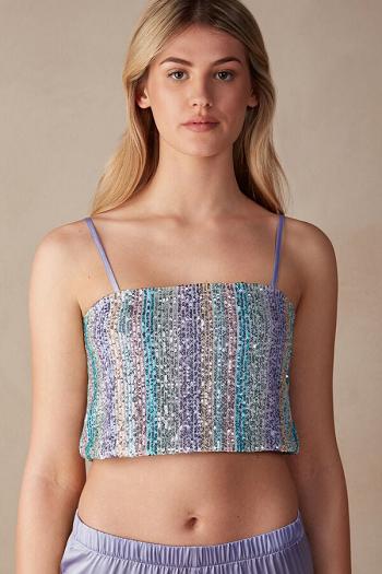 Intimssimi Miami Nights Sequin Crop Top Sininen | USQCS65653