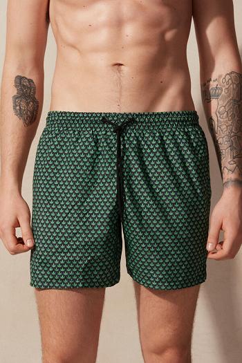 Intimssimi Micro Leaf Print Swim Trunks Vihreä | XUSGW48356