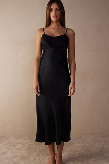 Intimssimi Midi-Length Slip in Silk Mustat | SUSNY74029