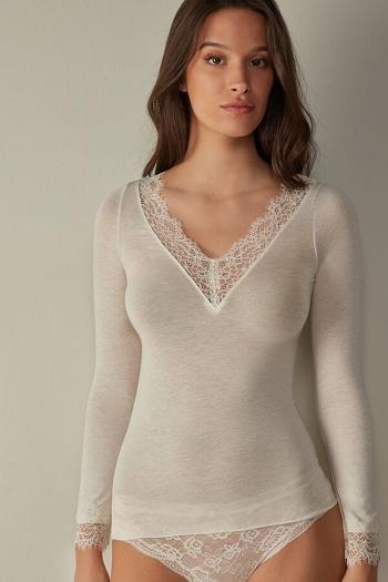 Intimssimi Modal Cashmere Ultralight Long Pitsi Shirt Valkoinen | USNZX28132