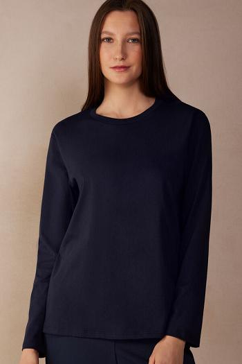 Intimssimi Oversized Long Sleeve Top in Supima® Puuvilla Sininen | QUSWA36859