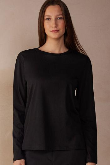 Intimssimi Oversized Long Sleeve Top in Supima® Puuvilla Mustat | USNEJ88710