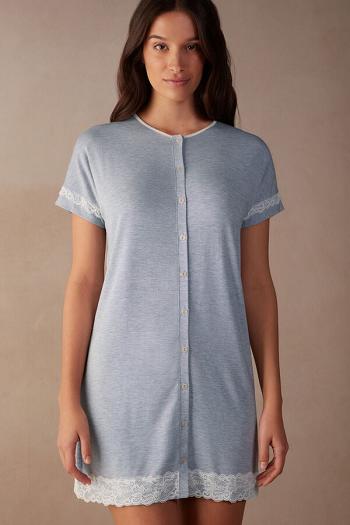 Intimssimi Pitsi Trim Button Up Nightgown Vaaleansininen | USEGJ14967