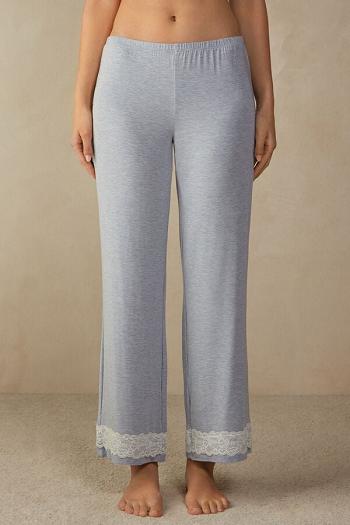 Intimssimi Pitsi Trim Full Length Pants in Modal Vaaleansininen | USXBR89891