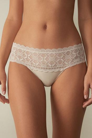 Intimssimi Pitsi and Puuvilla High Rise Panties Natural | DUSVO34442