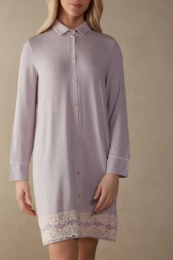 Intimssimi Pretty Flower Open Front Nightshirt Violet | AUSDF47916