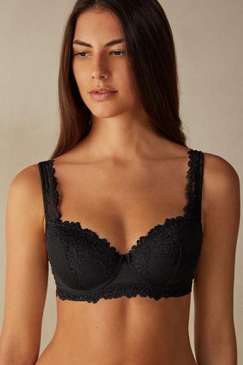 Intimssimi Pretty Flowers Sofia Balconette Bra Mustat | TUSWZ23137