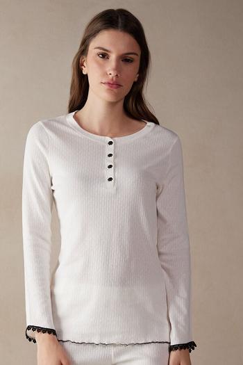 Intimssimi Pure Joy Long Sleeve Henley Top Valkoinen | USDFL23009