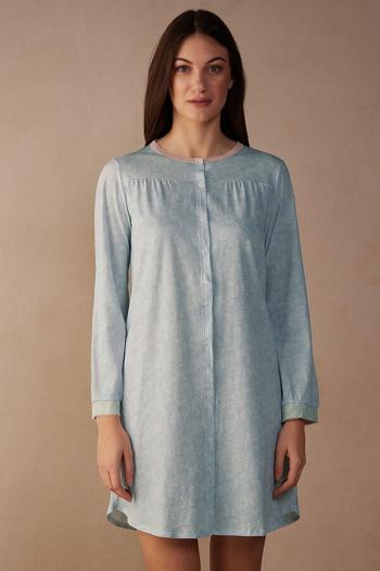 Intimssimi Romantic Cashmere Button Up Night Shirt Vaaleansininen | GUSEC18817