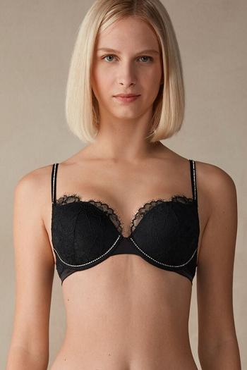 Intimssimi Shine High Like Stars Elettra Super Push-up Bra Mustat | UUSND88734