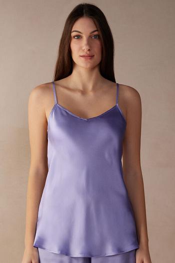 Intimssimi Silk Satin Top with V-neckline Violet | XUSGW49659