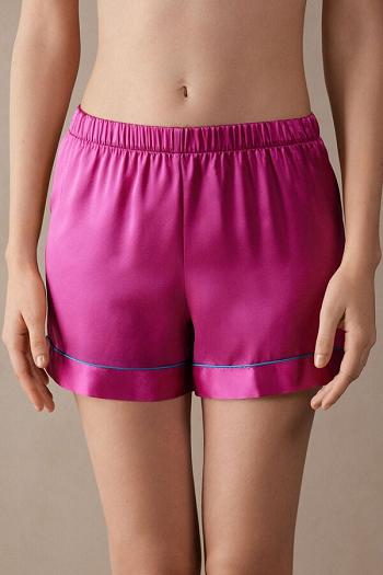 Intimssimi Silk Shorts with Contrast Trim Pinkki | USNZX54390