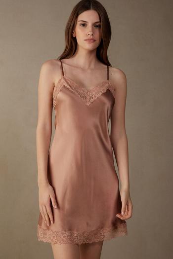 Intimssimi Silk Slip with Pitsi Insert Detail Natural | SUSVO25053