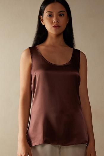 Intimssimi Silk and Modal Tank Top Ruskea | XUSBH41875