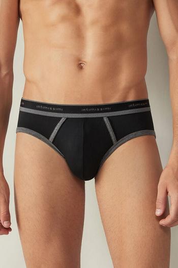 Intimssimi Stretch Supima® Puuvilla Brief with Logo Detail Mustat | MUSHR23427