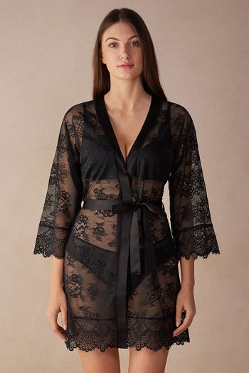 Intimssimi Stunning Beauty Pitsi Robe Mustat | QUSUV14621