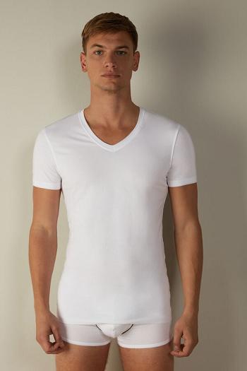 Intimssimi V-neck T-shirt in Stretch Supima® Puuvilla Valkoinen | USNEJ70829