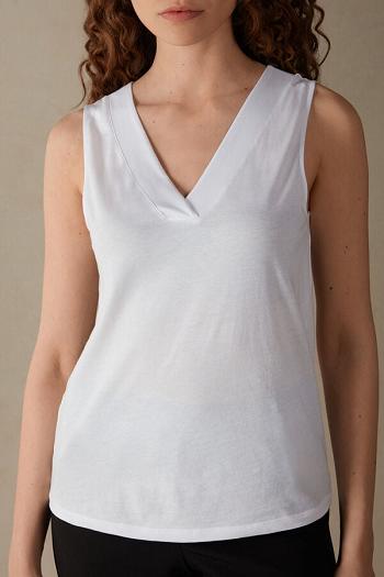 Intimssimi V-neck Top in Supima® Ultrafresh Puuvilla Valkoinen | TUSPQ40752