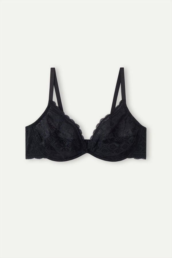 Intimssimi Alessia Balconette Bra in Pitsi Mustat | YUSGT62499