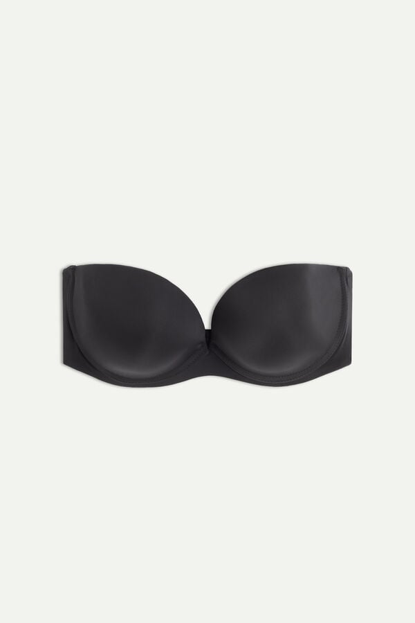 Intimssimi Anna Bandeau Bra in Ultralight Microfiber Mustat | YUSGT89414