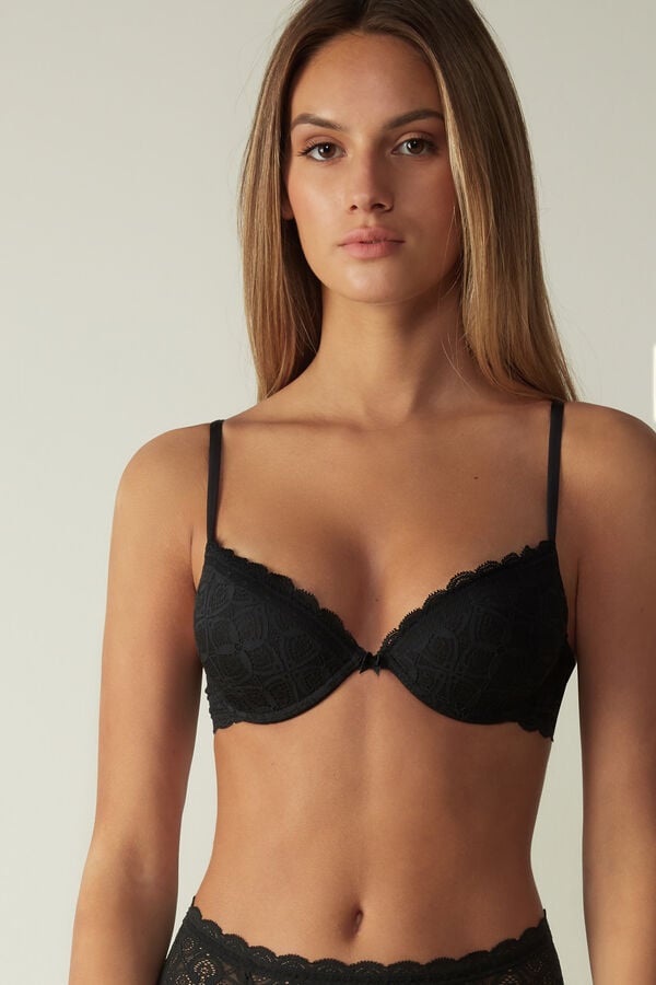 Intimssimi Bellissima Push-up Bra in Pitsi Mustat | USJKU99322