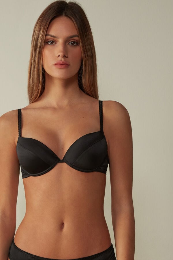 Intimssimi Bellissima Silk Push-Up Bra Mustat | AUSDF48591