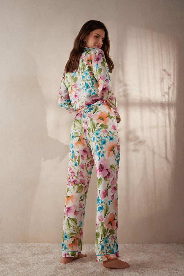 Intimssimi Botanical Lyrics Full Length Satin Pants Print | MUSFT24536