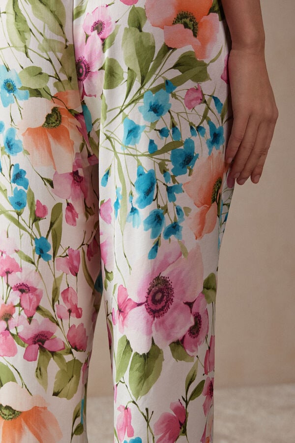 Intimssimi Botanical Lyrics Full Length Satin Pants Print | MUSFT24536