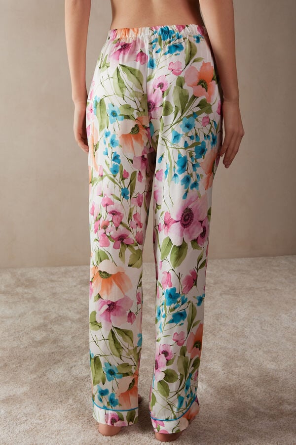 Intimssimi Botanical Lyrics Full Length Satin Pants Print | MUSFT24536