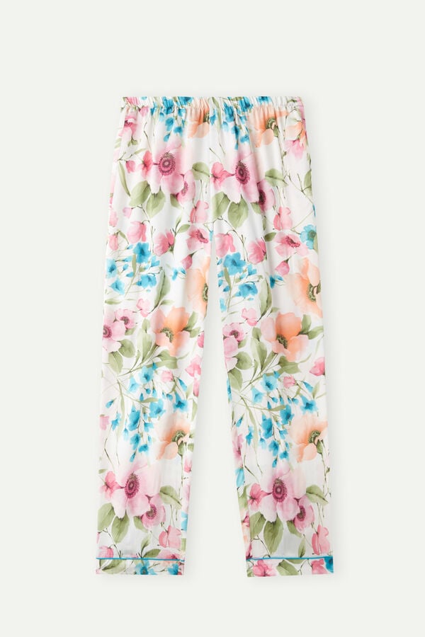 Intimssimi Botanical Lyrics Full Length Satin Pants Print | MUSFT24536