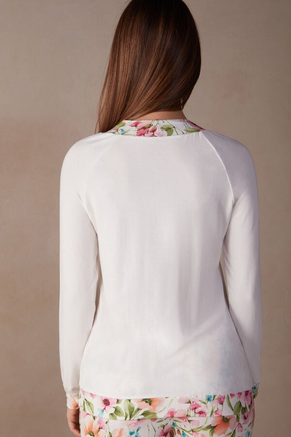 Intimssimi Botanical Lyrics Long Sleeve Modal Top Valkoinen | LUSSX47825